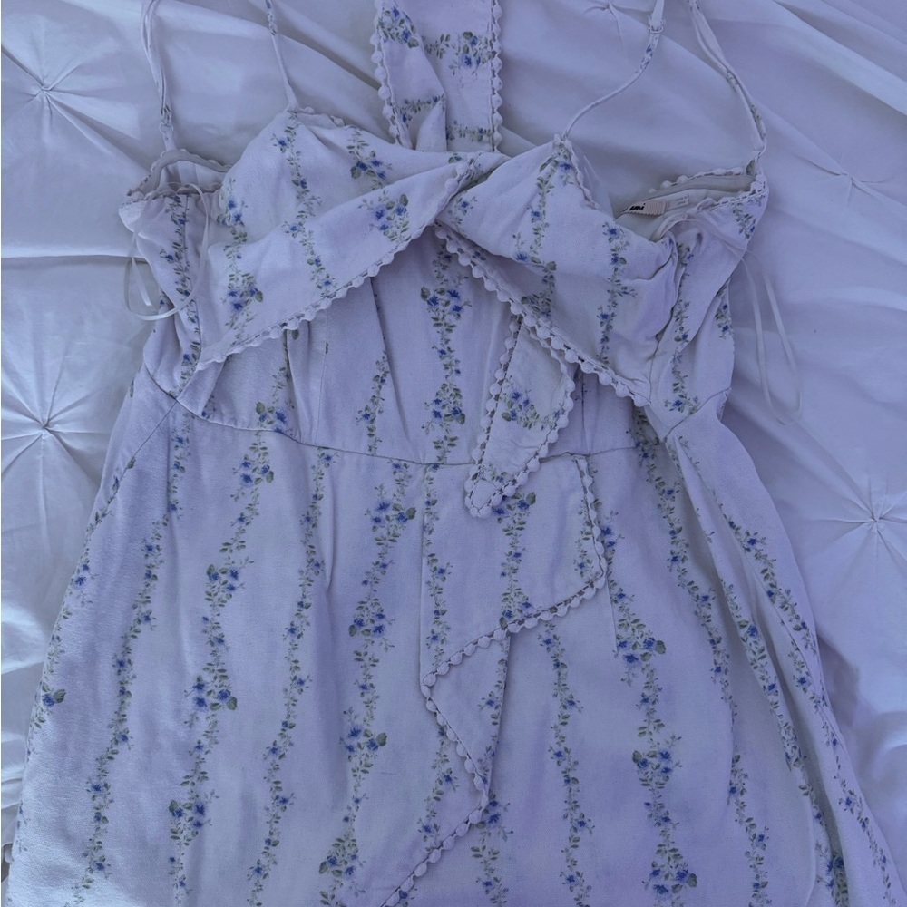 Francesca's Collections Floral Jumpsuit in Lavender and Blue